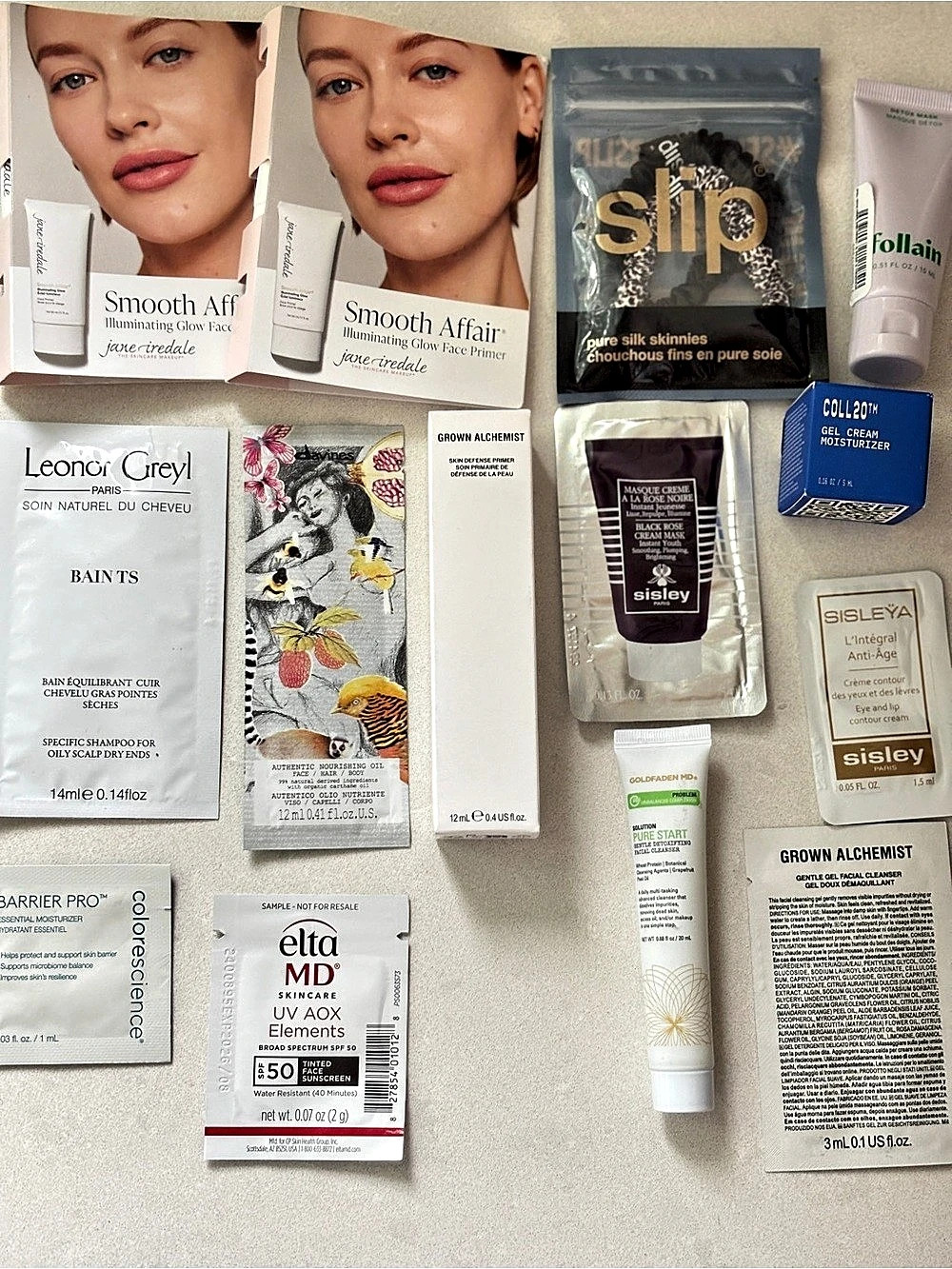 Luxury Skincare Sample Lot Sisley Slip Jane Iredale EltaMD Grown Alchemist Davin